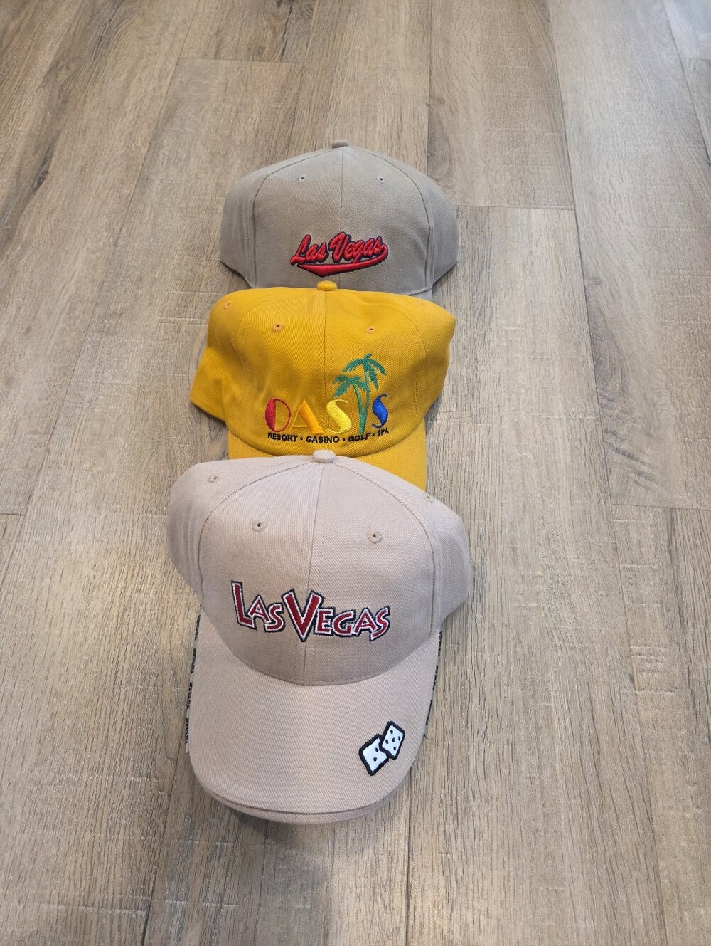 Lot 3 Las Vegas Baseball Caps Salseman Samples Dice Adjustable Oasis